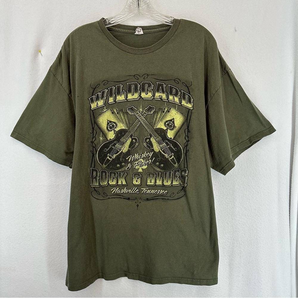 Wildcard‎ Rock & Blues Graphic T Shirt Men’s 2XL Green